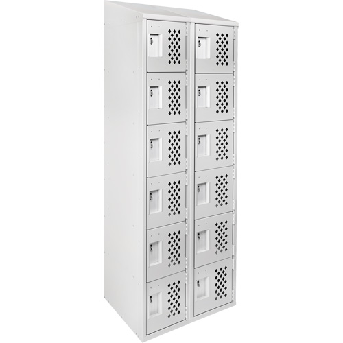 Assembled Lockerettes Clean Line Perforated Economy Lockers, 6 -tier, Bank of 2, 18" x 72" x 12", Steel Meunier Outillage Industriel