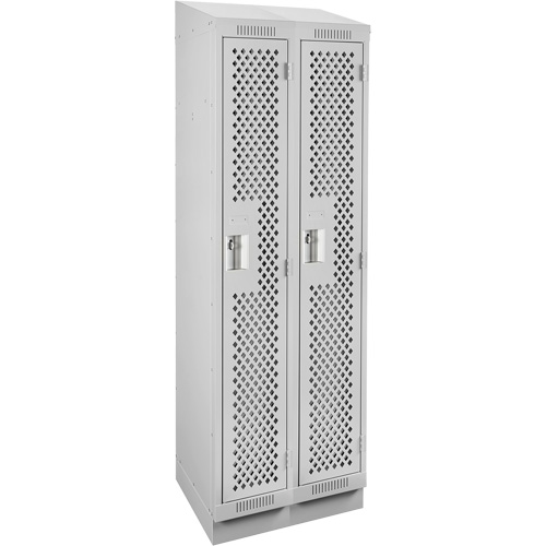 Clean Line Lockers, Bank of 2, 24" x 18" x 82", Steel, Grey, Rivet (Assembled), Perforated Meunier Outillage Industriel