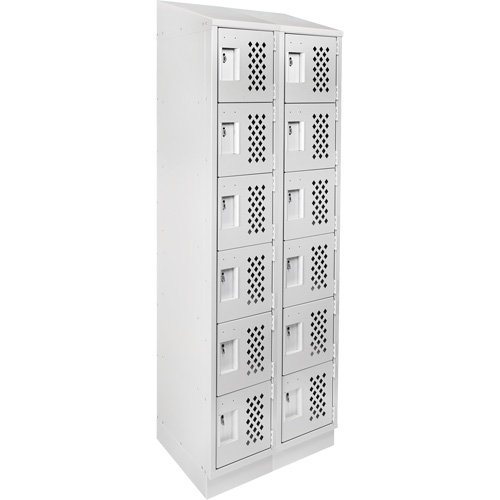 Assembled Lockerettes Clean Line Perforated Economy Lockers, 6 -tier, Bank of 2, 18" x 72" x 12", Steel Meunier Outillage Industriel