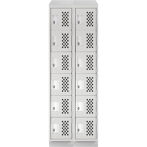 Assembled Lockerettes Clean Line Perforated Economy Lockers, 6 -tier, Bank of 2, 18" x 72" x 12", Steel Meunier Outillage Industriel