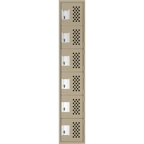 Clean-Line Perforated Lockerette, 6 -tier, 15" x 72" x 12", Steel Meunier Outillage Industriel
