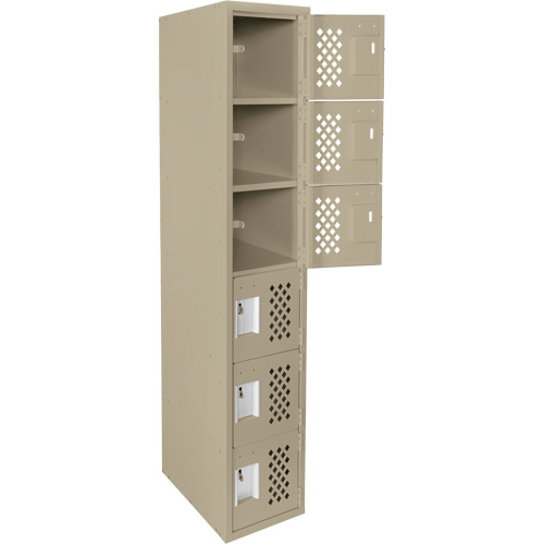 Clean-Line Perforated Lockerette, 6 -tier, 15" x 72" x 12", Steel Meunier Outillage Industriel