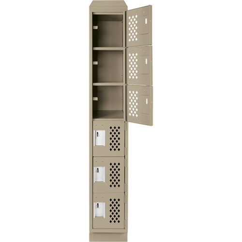 Assembled Lockerettes Clean Line Perforated Economy Lockers, 6 -tier, 18" x 72" x 12", Steel Meunier Outillage Industriel