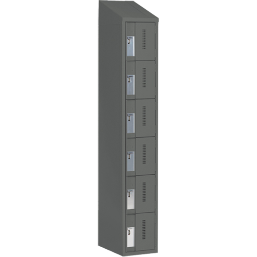 Concorde Heavy-Duty Lockers, 6 -tier, 12" x 18" x 78", Steel, Charcoal, Welded (Assembled) Meunier Outillage Industriel