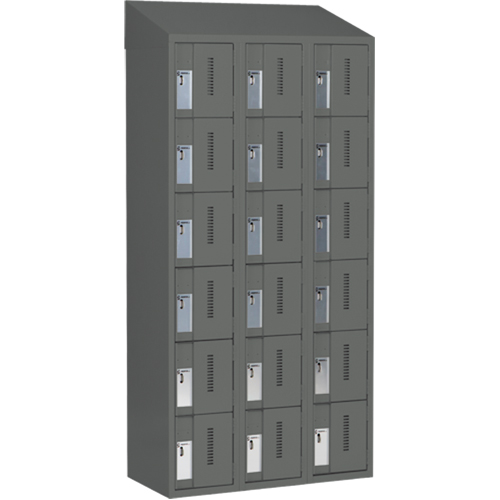 Concorde Heavy-Duty Lockers, 6 -tier, Bank of 3, 36" x 18" x 78", Steel, Charcoal, Welded (Assembled) Meunier Outillage Industriel