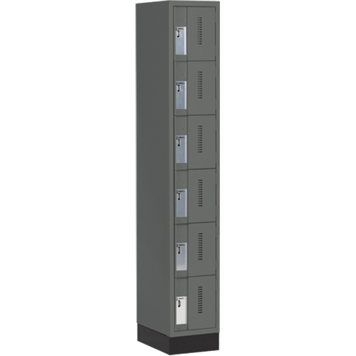 Concorde Heavy-Duty Lockers, 6 -tier, 12" x 18" x 76", Steel, Charcoal, Welded (Assembled) Meunier Outillage Industriel