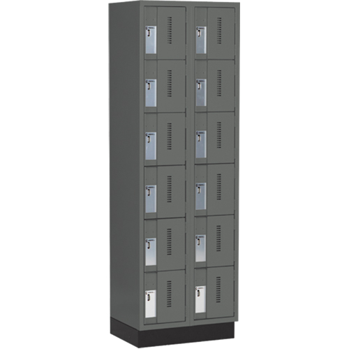 Concorde Heavy-Duty Lockers, 6 -tier, Bank of 2, 24" x 18" x 76", Steel, Charcoal, Welded (Assembled) Meunier Outillage Industriel