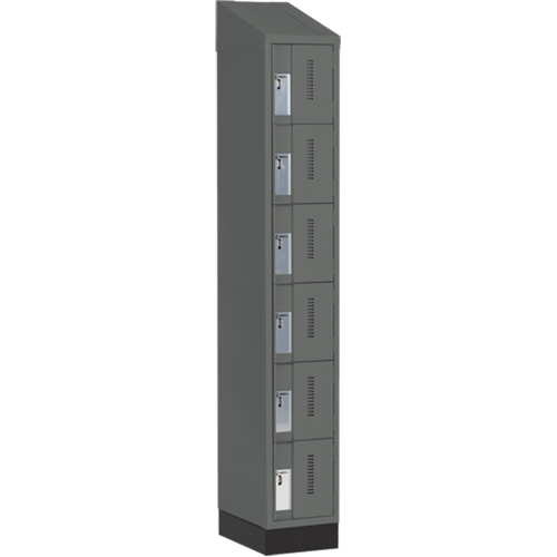 Concorde Heavy-Duty Lockers, 6 -tier, 12" x 18" x 82", Steel, Charcoal, Welded (Assembled) Meunier Outillage Industriel