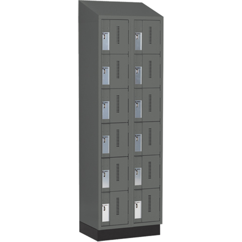 Concorde Heavy-Duty Lockers, 6 -tier, Bank of 2, 24" x 18" x 82", Steel, Charcoal, Welded (Assembled) Meunier Outillage Industriel