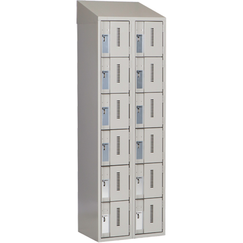 Concorde Heavy-Duty Lockers, 6 -tier, Bank of 2, 24" x 18" x 78", Steel, Grey, Welded (Assembled) Meunier Outillage Industriel