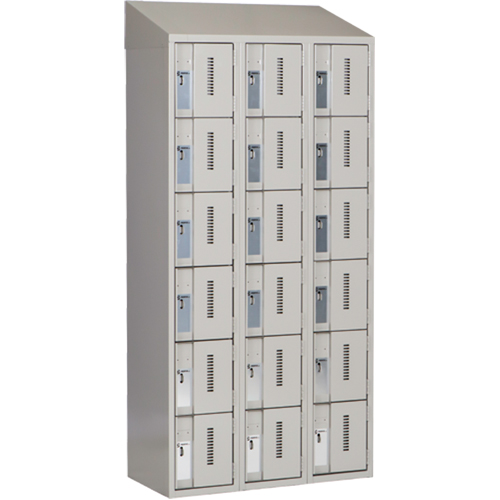Concorde Heavy-Duty Lockers, 6 -tier, Bank of 3, 36" x 18" x 78", Steel, Grey, Welded (Assembled) Meunier Outillage Industriel