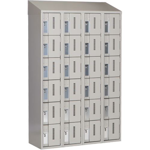 Concorde Heavy-Duty Lockers, 6 -tier, Bank of 4, 48" x 18" x 78", Steel, Grey, Welded (Assembled) Meunier Outillage Industriel