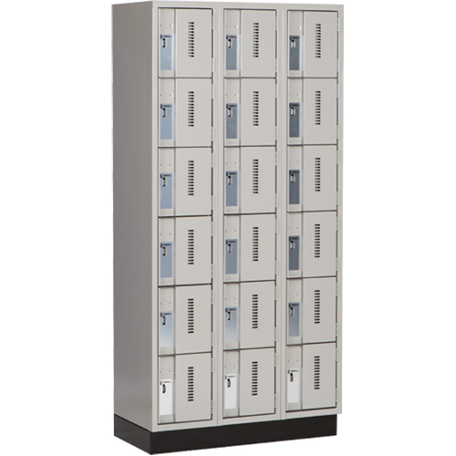 Concorde Heavy-Duty Lockers, 6 -tier, Bank of 3, 36" x 18" x 76", Steel, Grey, Welded (Assembled) Meunier Outillage Industriel