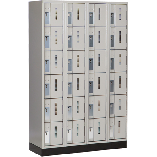 Concorde Heavy-Duty Lockers, 6 -tier, Bank of 4, 48" x 18" x 76", Steel, Grey, Welded (Assembled) Meunier Outillage Industriel