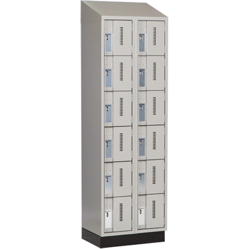 Concorde Heavy-Duty Lockers, 6 -tier, Bank of 2, 24" x 18" x 82", Steel, Grey, Welded (Assembled) Meunier Outillage Industriel