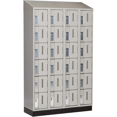 Concorde Heavy-Duty Lockers, 6 -tier, Bank of 4, 48" x 18" x 82", Steel, Grey, Welded (Assembled) Meunier Outillage Industriel