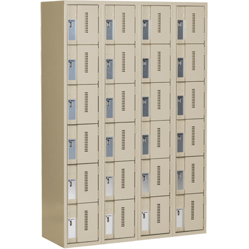 Concorde Heavy-Duty Lockers, 6 -tier, Bank of 4, 48" x 18" x 72", Steel, Beige, Welded (Assembled) Meunier Outillage Industriel