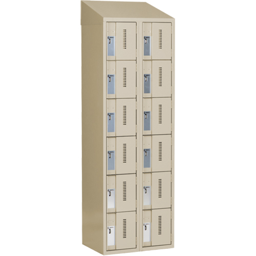 Concorde Heavy-Duty Lockers, 6 -tier, Bank of 2, 24" x 18" x 78", Steel, Beige, Welded (Assembled) Meunier Outillage Industriel