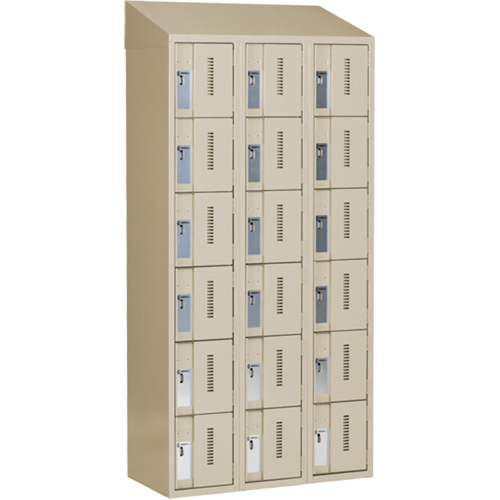 Concorde Heavy-Duty Lockers, 6 -tier, Bank of 3, 36" x 18" x 78", Steel, Beige, Welded (Assembled) Meunier Outillage Industriel