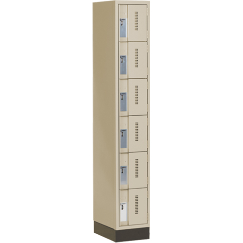 Concorde Heavy-Duty Lockers, 6 -tier, 12" x 18" x 76", Steel, Beige, Welded (Assembled) Meunier Outillage Industriel