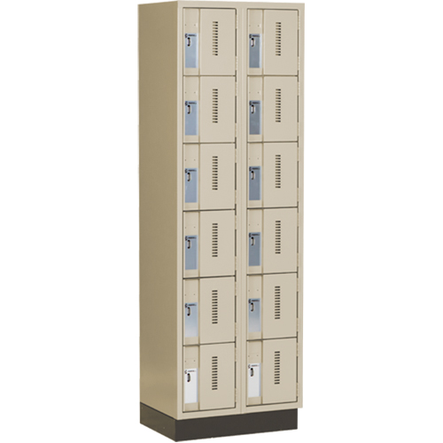 Concorde Heavy-Duty Lockers, 6 -tier, Bank of 2, 24" x 18" x 76", Steel, Beige, Welded (Assembled) Meunier Outillage Industriel