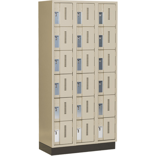 Concorde Heavy-Duty Lockers, 6 -tier, Bank of 3, 36" x 18" x 76", Steel, Beige, Welded (Assembled) Meunier Outillage Industriel