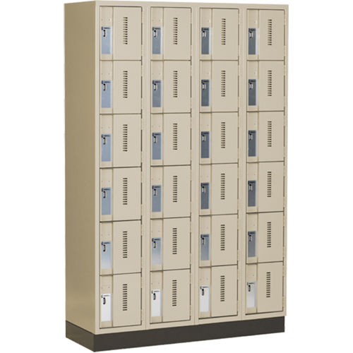 Concorde Heavy-Duty Lockers, 6 -tier, Bank of 4, 48" x 18" x 76", Steel, Beige, Welded (Assembled) Meunier Outillage Industriel