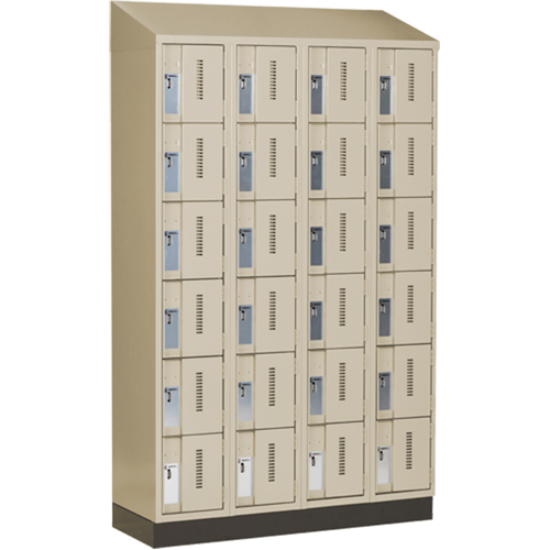 Concorde Heavy-Duty Lockers, 6 -tier, Bank of 4, 48" x 18" x 82", Steel, Beige, Welded (Assembled) Meunier Outillage Industriel