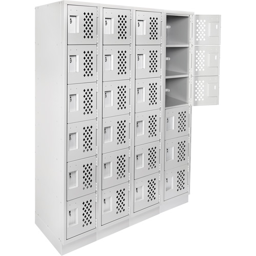 Assembled Clean Line Perforated Economy Lockers, 6 -tier, Bank of 4, 18" x 72" x 12", Steel Meunier Outillage Industriel