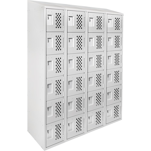 Assembled Clean Line Perforated Economy Lockers, 6 -tier, Bank of 4, 18" x 72" x 12", Steel Meunier Outillage Industriel
