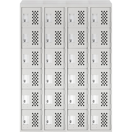 Assembled Clean Line Perforated Economy Lockers, 6 -tier, Bank of 4, 18" x 72" x 12", Steel Meunier Outillage Industriel