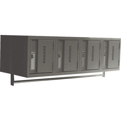 Wall Hung Lockers - Heavy Duty, Bank of 4, 18" x 12" x 12", Steel Meunier Outillage Industriel