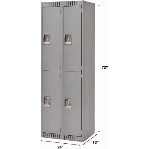 Casiers, 2 niveaux, Bloc de 2, 24" x 18" x 72", Acier, Gris, D&eacute;mont&eacute; Meunier Outillage Industriel