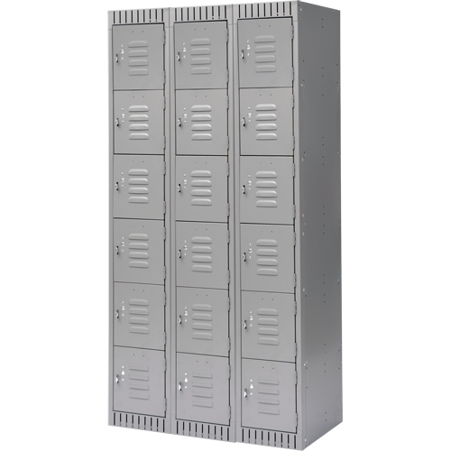 Casiers, 6 niveaux, Bloc de 3, 36" x 18" x 72", Acier, Gris, D&eacute;mont&eacute; Meunier Outillage Industriel