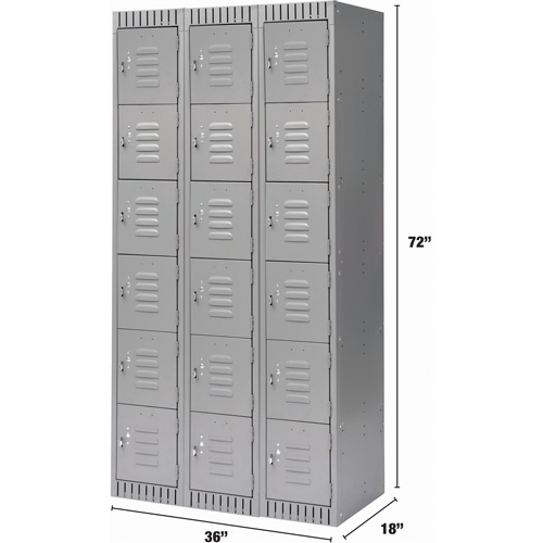 Casiers, 6 niveaux, Bloc de 3, 36" x 18" x 72", Acier, Gris, D&eacute;mont&eacute; Meunier Outillage Industriel