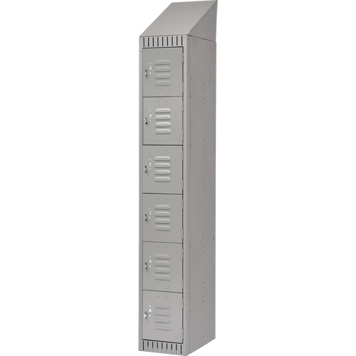 Lockers, 6 -tier, 12" x 18" x 82", Steel, Grey, Knocked Down Meunier Outillage Industriel