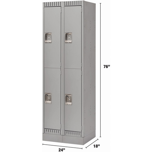 Casiers, 2 niveaux, Bloc de 2, 24" x 18" x 76", Acier, Gris, D&eacute;mont&eacute; Meunier Outillage Industriel