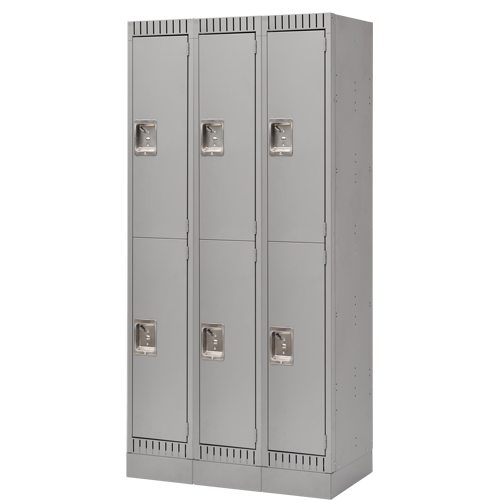 Casiers, 2 niveaux, Bloc de 3, 36" x 18" x 76", Acier, Gris, D&eacute;mont&eacute; Meunier Outillage Industriel