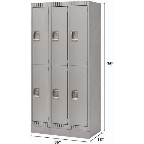 Casiers, 2 niveaux, Bloc de 3, 36" x 18" x 76", Acier, Gris, D&eacute;mont&eacute; Meunier Outillage Industriel