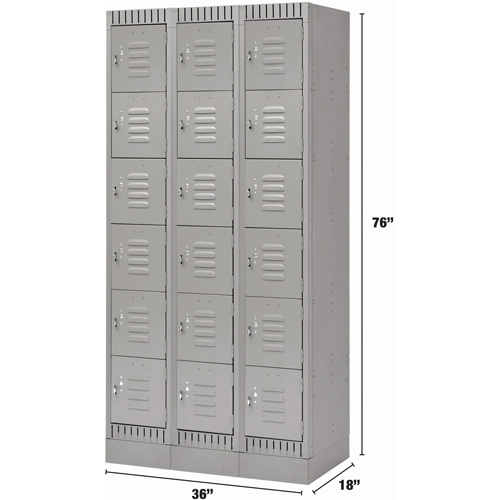 Casiers, 6 niveaux, Bloc de 3, 36" x 18" x 76", Acier, Gris, D&eacute;mont&eacute; Meunier Outillage Industriel