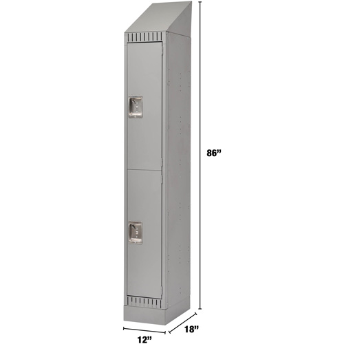 Lockers, 2 -tier, 12" x 18" x 86", Steel, Grey, Knocked Down Meunier Outillage Industriel
