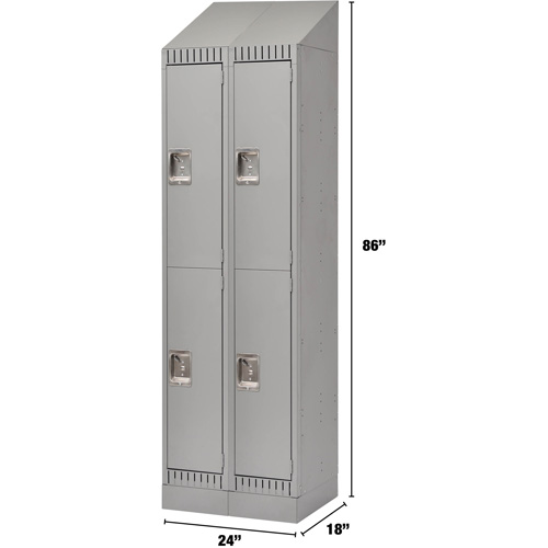 Casiers, 2 niveaux, Bloc de 2, 24" x 18" x 86", Acier, Gris, D&eacute;mont&eacute; Meunier Outillage Industriel