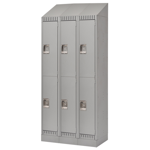 Casiers assembl&eacute;s, 2 niveaux, Bloc de 3, 36" x 18" x 72", Acier, Gris, Rivet (assembl&eacute;) Meunier Outillage Industriel