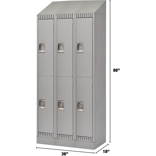 Casiers, 2 niveaux, Bloc de 3, 36" x 18" x 86", Acier, Gris, D&eacute;mont&eacute; Meunier Outillage Industriel