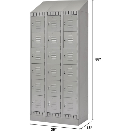 Casiers, 6 niveaux, Bloc de 3, 36" x 18" x 86", Acier, Gris, D&eacute;mont&eacute; Meunier Outillage Industriel