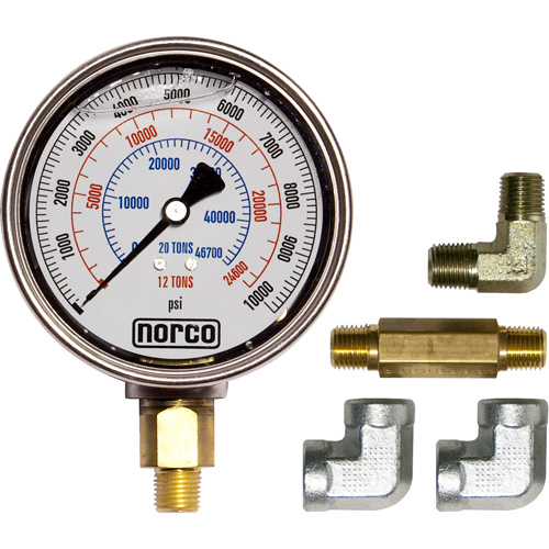Hydraulic Gauge with Fittings, 4" , Bottom Mount, Analogue Meunier Outillage Industriel