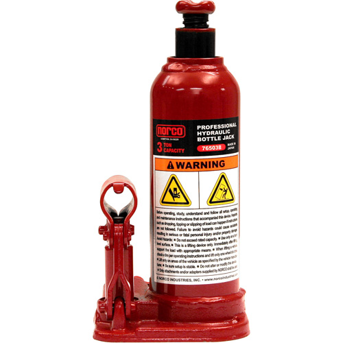 Bottle Jack, 3 Ton(s), Manual Hydraulic, 15-9/16" Raised Height Meunier Outillage Industriel