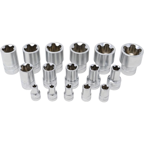 5-Point EPR Torx Socket Set, 16 Pieces, 1/4"/3/8"/1/2" Drive Size Meunier Outillage Industriel