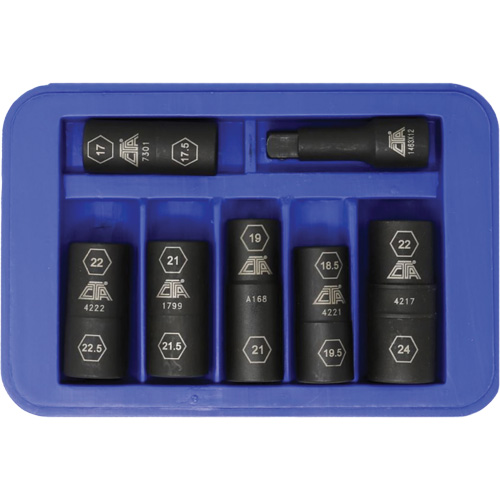Half Metric Flip Socket Set, 7 Pcs, Impact, 1/2" Drive Size, Deep Meunier Outillage Industriel