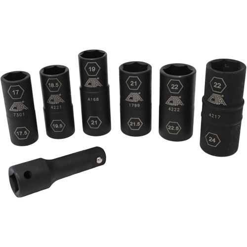 Half Metric Flip Socket Set, 7 Pcs, Impact, 1/2" Drive Size, Deep Meunier Outillage Industriel